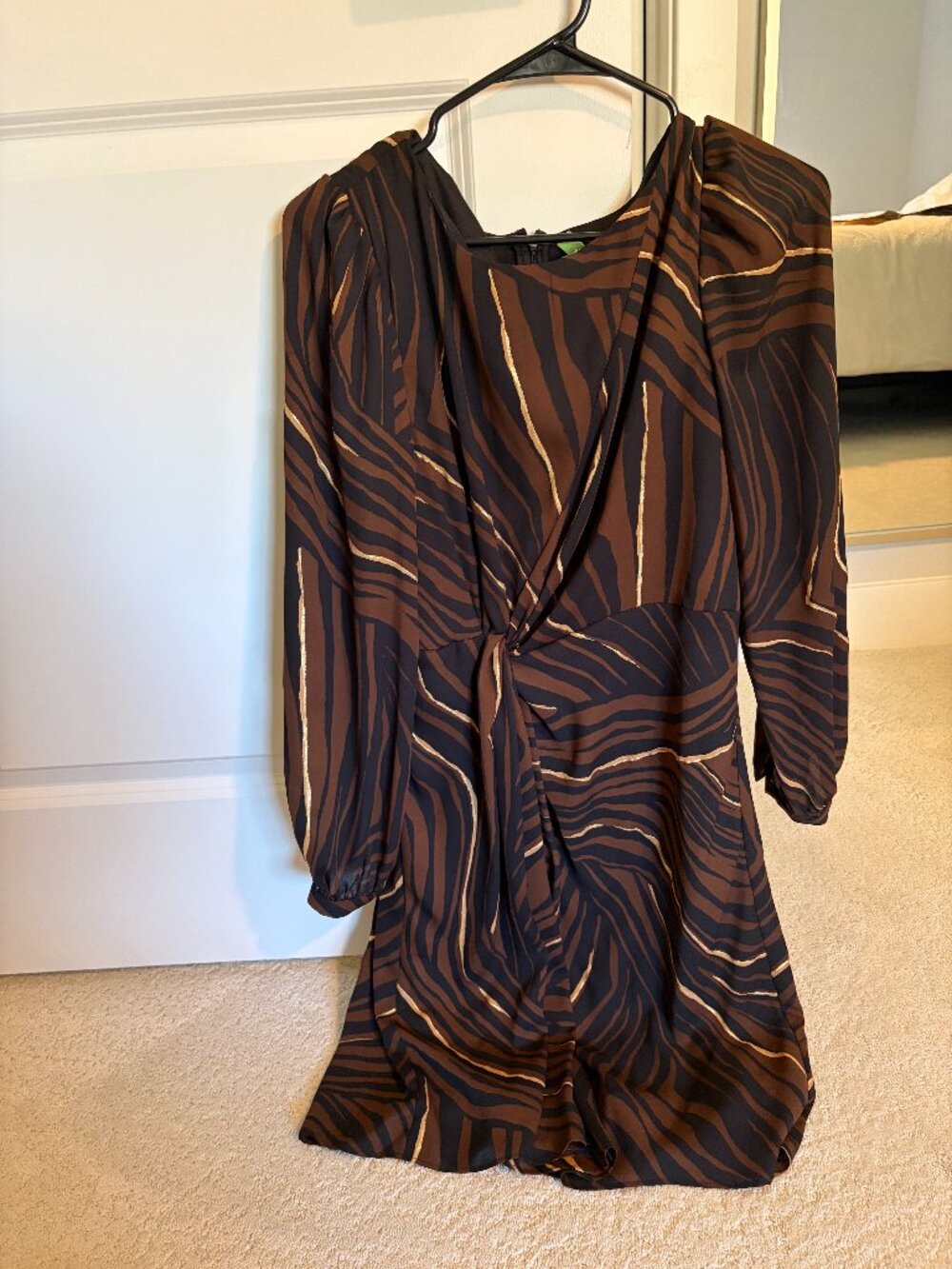 DKNY Black and Brown Midi Dress Size 10